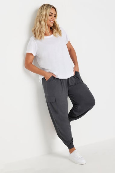 Yours Curve Charcoal Grey Cargo Harem Joggers