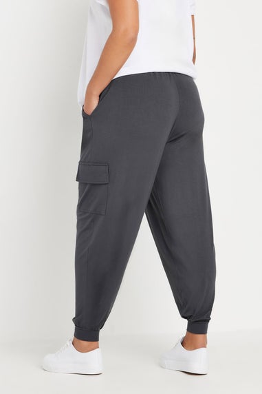 Yours Curve Charcoal Grey Cargo Harem Joggers