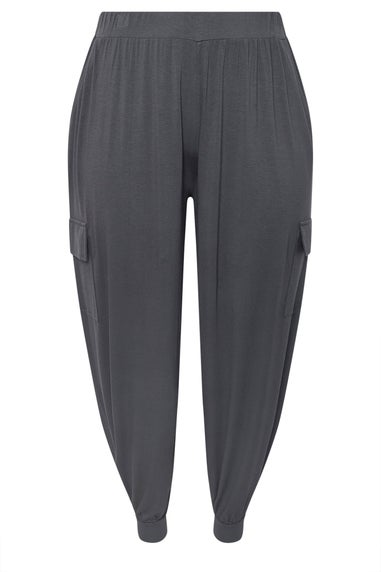Yours Curve Charcoal Grey Cargo Harem Joggers