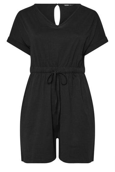 Yours Curve Black Cotton Keyhole Playsuit