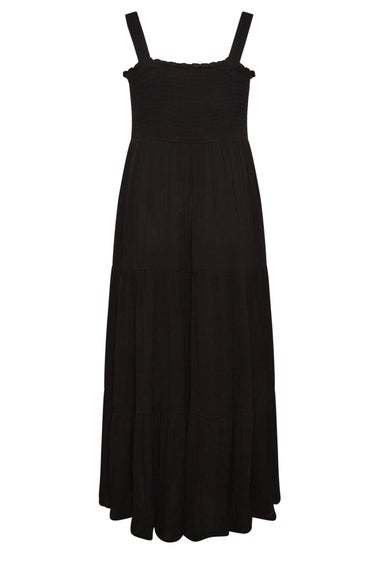 Yours Curve Black Shirred Strappy Sundress