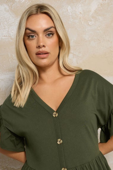 Yours Curve Khaki Green Peplum Midaxi Dress