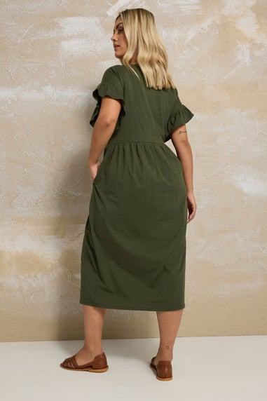 Yours Curve Khaki Green Peplum Midaxi Dress