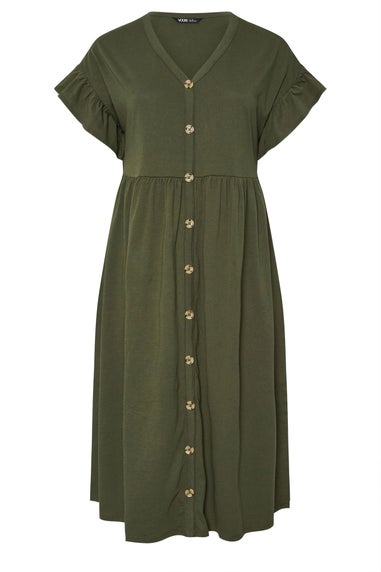 Yours Curve Khaki Green Peplum Midaxi Dress