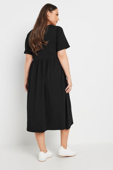 Yours Curve Black Bow Tie Front Midi Dress