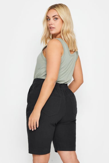 Yours Curve Black Elasticated Cool Cotton Shorts
