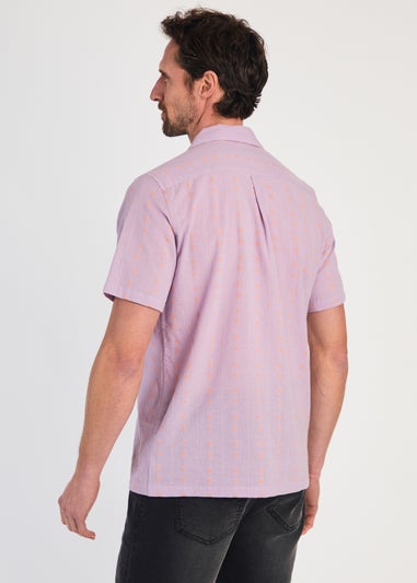 Tokyo Laundry Purple Cotton Short Sleeve Embroidered Shirt