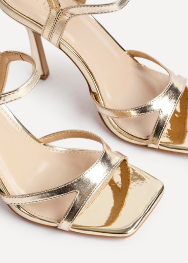Linzi Empress Gold Faux Leather Stiletto Heeled Sandal