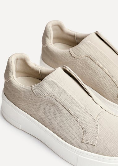 Linzi Henley Taupe Textured Slip On Platform Trainers