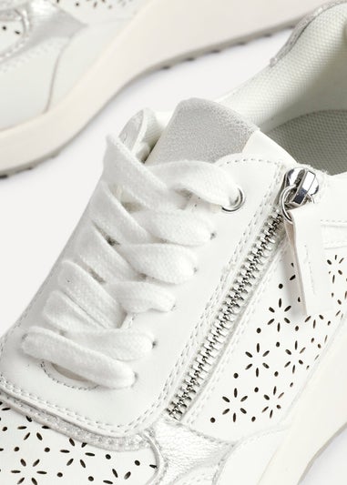 Linzi Daisie White Faux Leather Platform Trainers