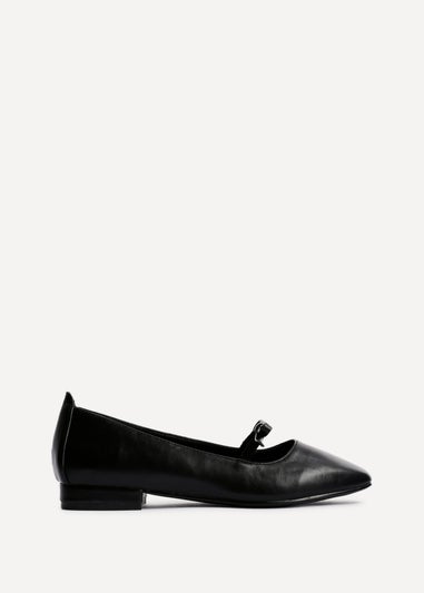 Linzi Cressida Black Faux Leather Ballet Pump