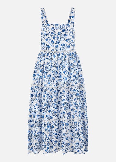 Yumi Blue Floral Broderie Anglaise Midi Sun Dress