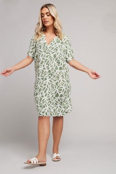 Yours Curve Green Abstract Tunic Mini Dress