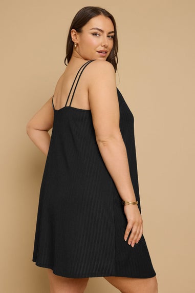 Yours Curve Black Textured Double Strap Mini Dress