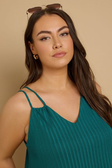 Yours Curve Emerald Green Textured Double Strap Mini Dress