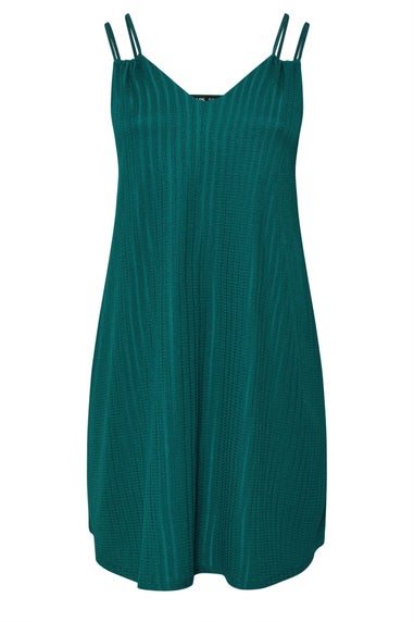 Yours Curve Emerald Green Textured Double Strap Mini Dress