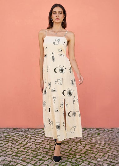 Yumi Ivory Mystic Print Midi Sundress