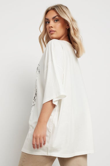 Yours Curve White 'The Sun' Graphic Oversized T-Shirt