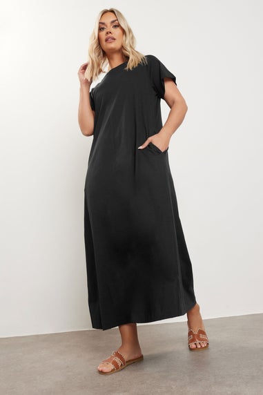 Yours Curve Black Midaxi T Shirt Dress