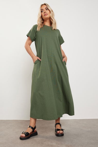 Yours Curve Khaki Green Midaxi T Shirt Dress