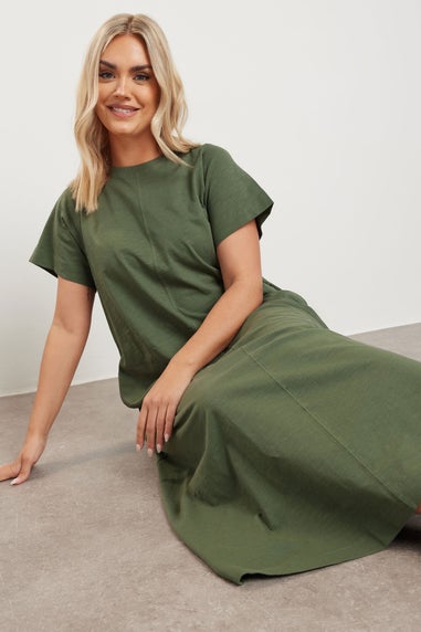 Yours Curve Khaki Green Midaxi T Shirt Dress