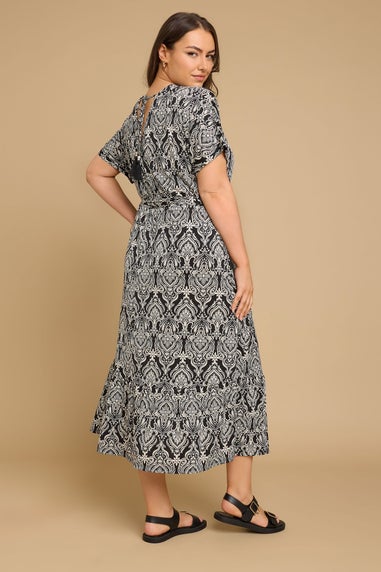 Yours Curve Black Paisley Print Midaxi Wrap Dress