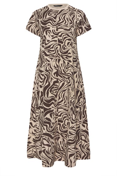 Yours Curve Brown Zebra Print Midaxi T Shirt Dress