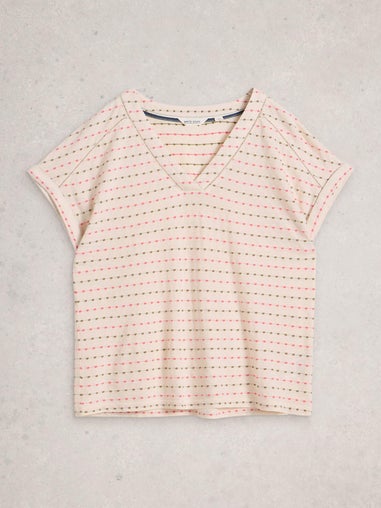 Besticktes Streifen-T-Shirt