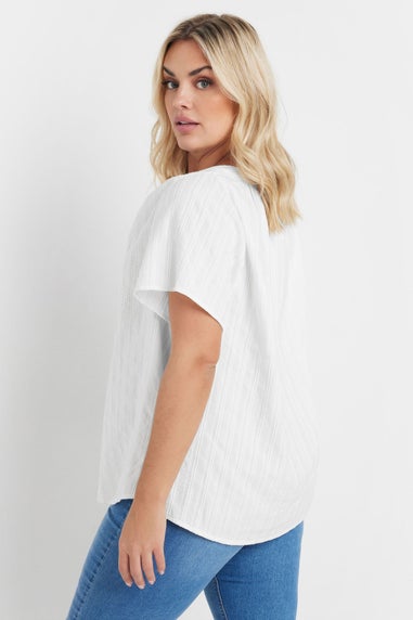 Yours Curve White Short Sleeve Cotton Blouse