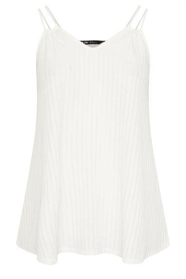 Yours Curve White Textured Double Strap Cami Top