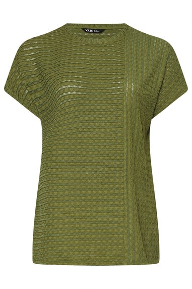 Yours Curve Green Textured Split Seam Top
