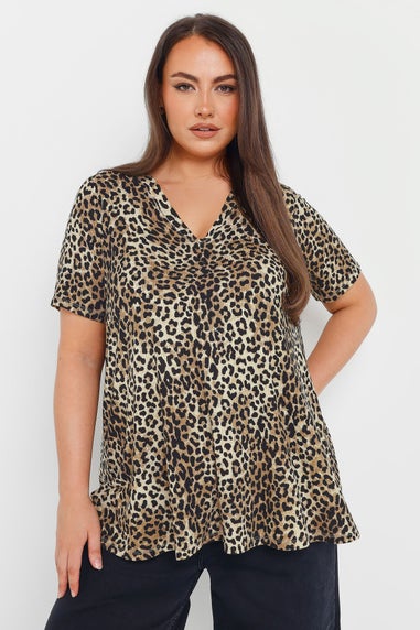 Yours Curve Brown Leopard Print Swing Top