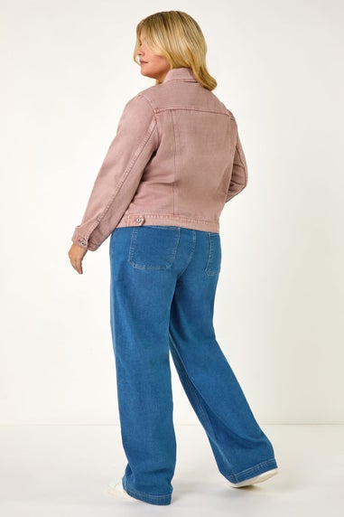 Roman Rose Curve Mid Wash Denim Jacket