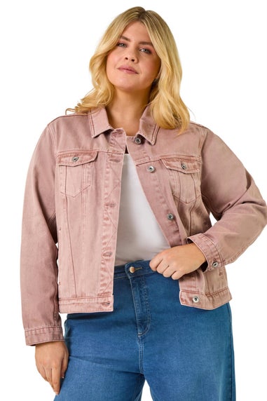 Roman Rose Curve Mid Wash Denim Jacket