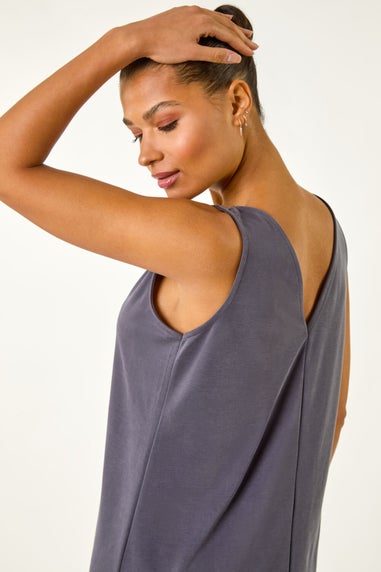 Roman Grey Soft Pique Stretch Midi Dress