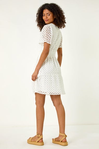 Dusk White Dusk Broderie Anglaise Tiered Dress
