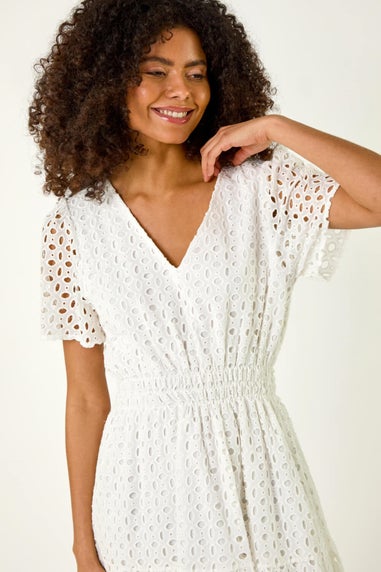 Dusk White Dusk Broderie Anglaise Tiered Dress