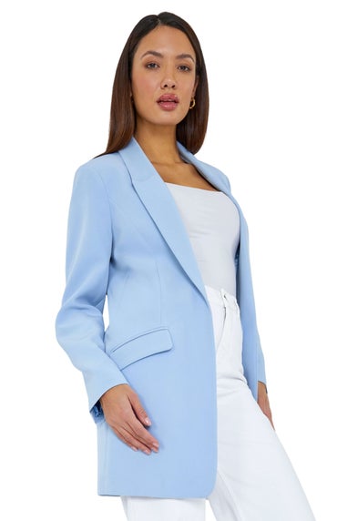 Roman Light Blue Longline Blazer Jacket