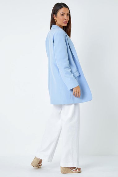 Roman Light Blue Longline Blazer Jacket