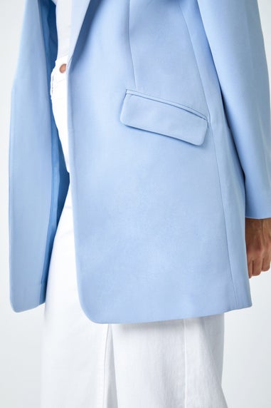 Roman Light Blue Longline Blazer Jacket