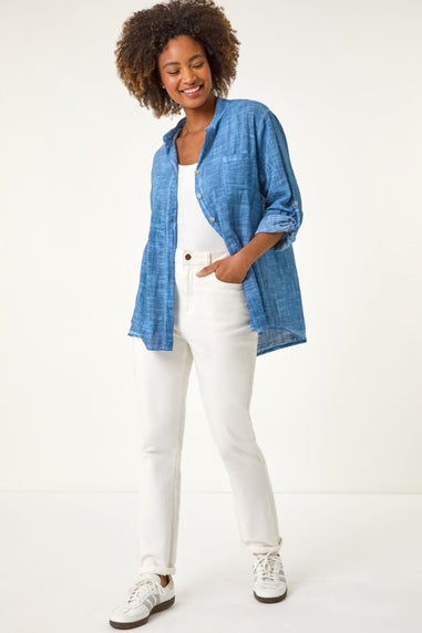 Roman Denim Cotton Button Through Shirt