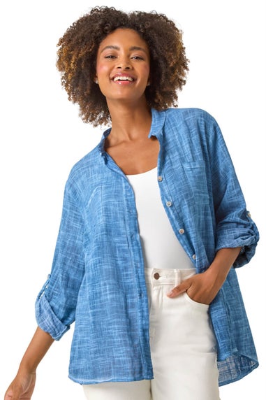 Roman Denim Cotton Button Through Shirt