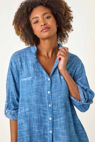 Roman Denim Cotton Button Through Shirt