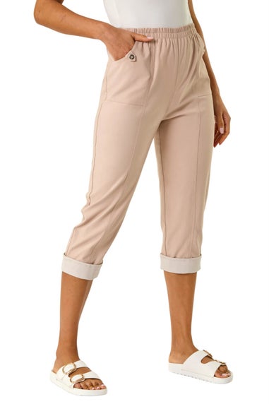Roman Stone Contrast Detail Cropped Stretch Trouser