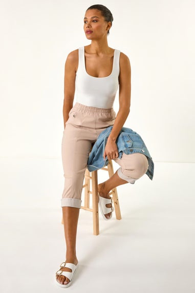 Roman Stone Contrast Detail Cropped Stretch Trouser