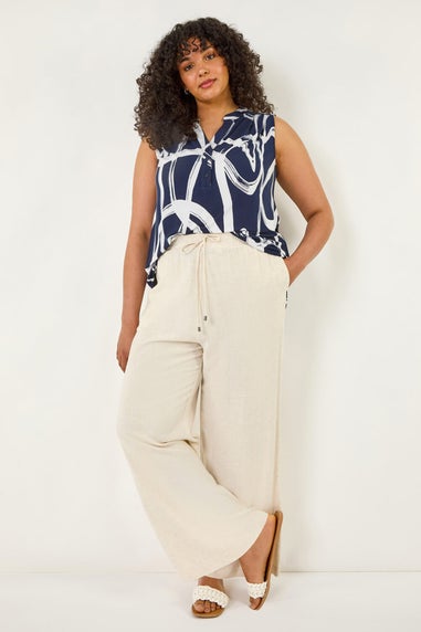 Roman Stone Curve Linen Mix Trousers