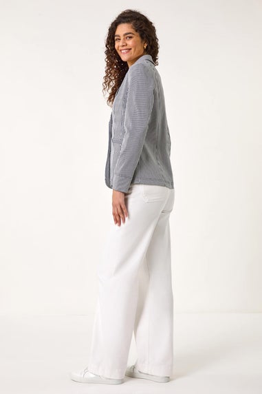 Roman Navy Stripe Bengaline Stretch Blazer