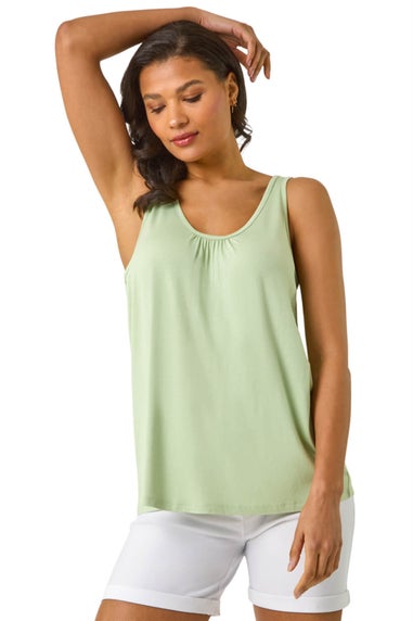Roman Sage V Neck Stretch Jersey Vest Top