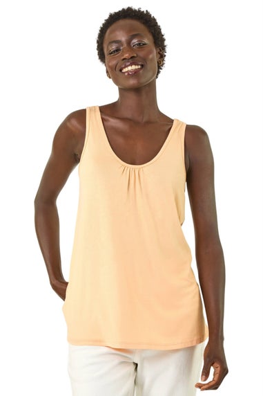 Roman Peach V Neck Stretch Jersey Vest Top