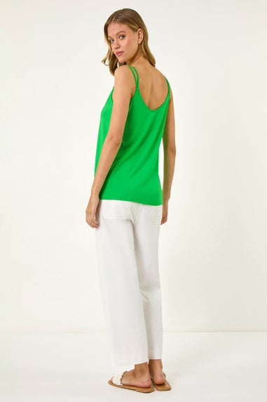 Roman Green Double Strap Stretch Vest Top